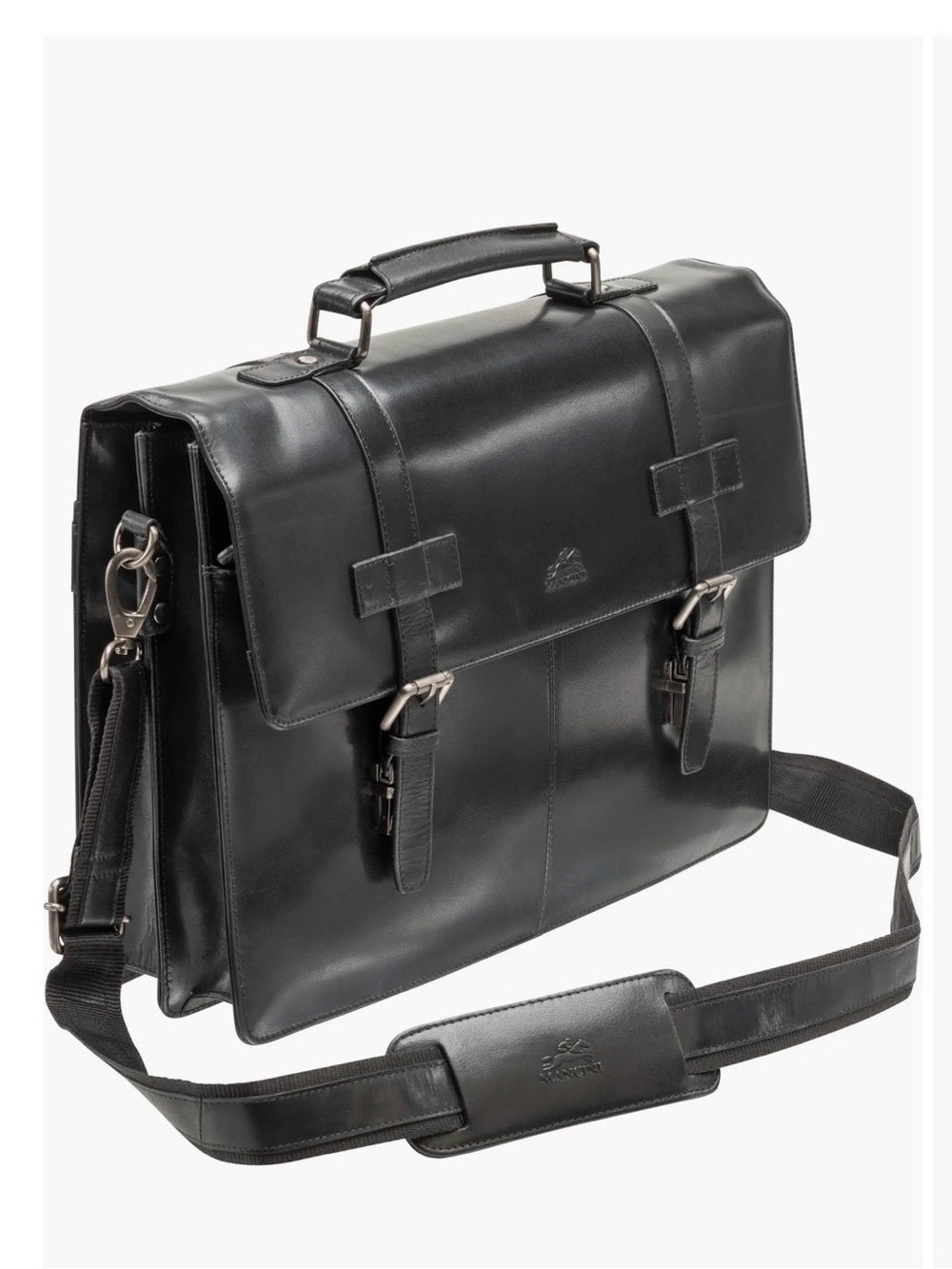 Mancini buffalo Leather Messenger Briefcase for Men